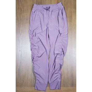 Athleta Attitude Pants Women's Purple Polyester Stretch Drawstring Tapered Leg